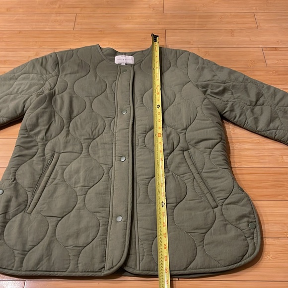 Women Lucky Brand Army Green Button Up Quilted Coat Coat Size M W/Pockets - Picture 6 of 11
